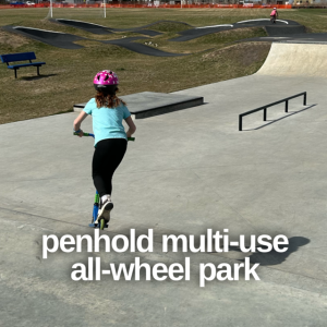 Edmonton playgrounds explores Penhold Multi-Use All-Wheel Park.