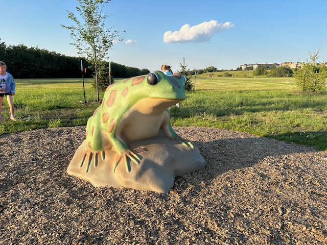 Bog the Frog is one of the creatives in Heritage Trails Park in Fort Saskatchewan