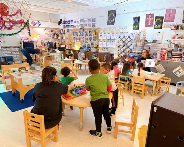 A classroom in the 100 voices pre-kindergarten at Edmonton Catholic schools.