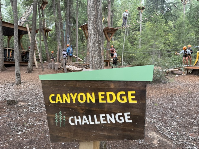 The golden skybridge is home to the Canyon Edge Challenge aerial park